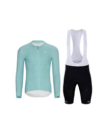 HOLOKOLO Cycling long sleeve jersey and bibtights - ELEVATE - black/light blue
